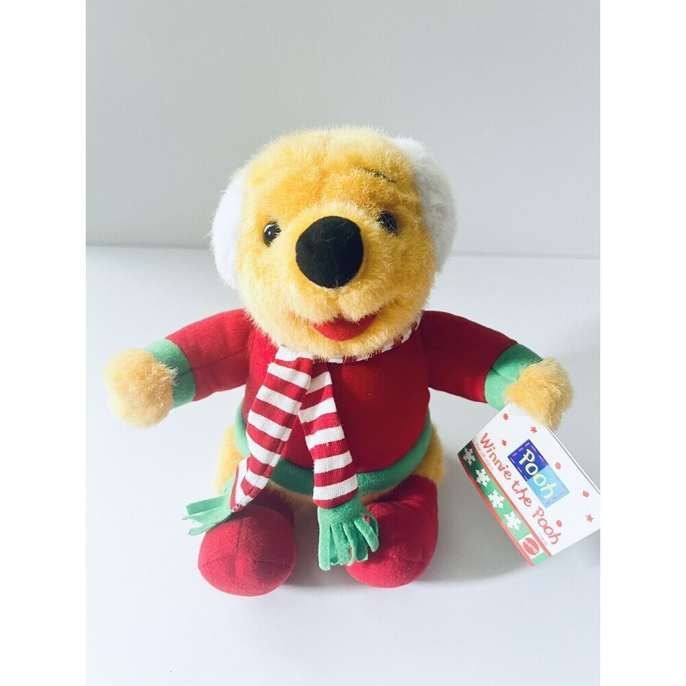 Vintage 1997 Mattel Disney Winnie The Pooh 10” Holiday Collection Plush NWT